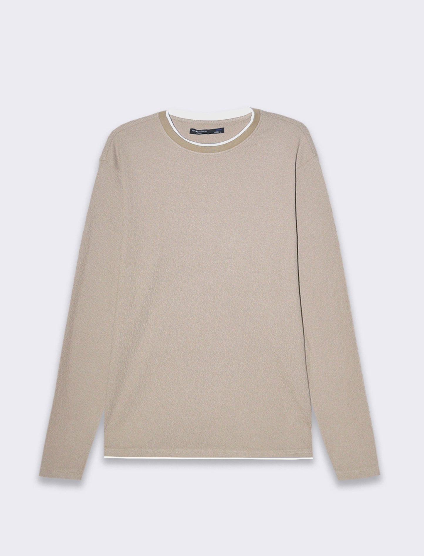 Maglia girocollo struttura jacquard da uomo - Sabbia