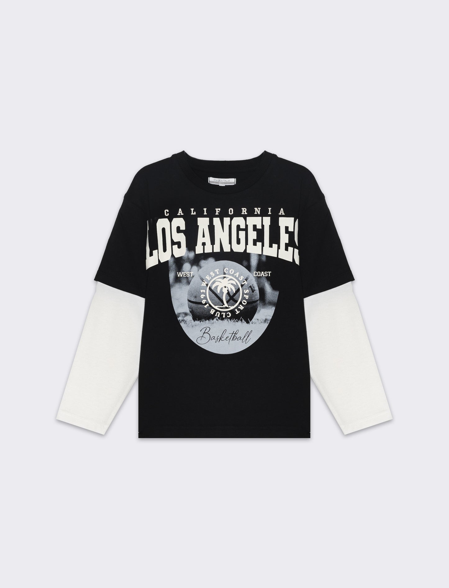 T-shirt over doppia manica da bambino - Nero
