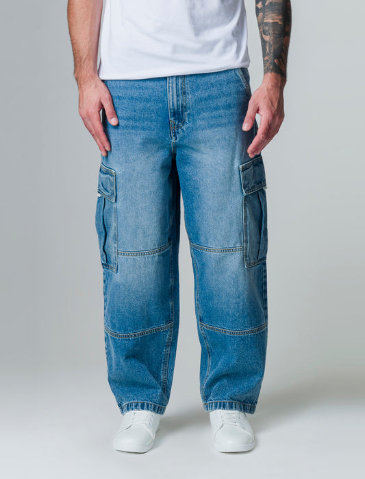 Jeans baggy skater cargo da uomo - Denim