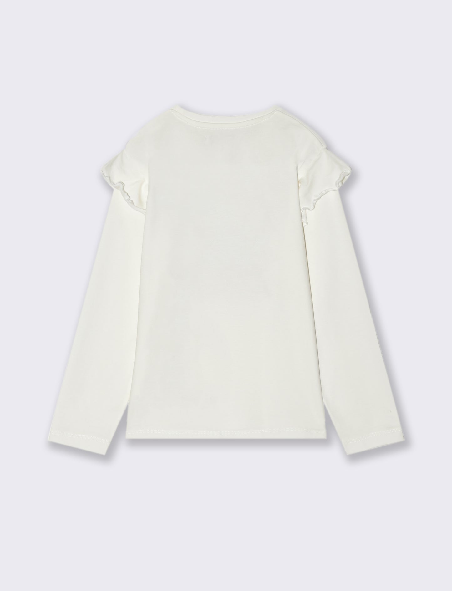 Maglietta manica lunga con applicazione da bambina - Bianco latte