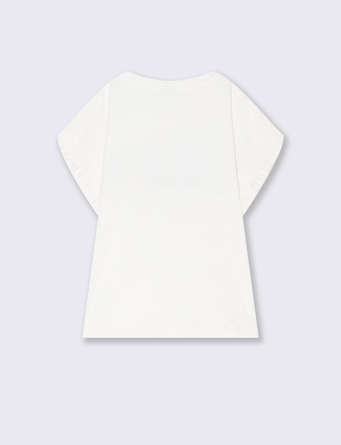 T-shirt estiva da bambina con stampa e applicazioni - Bianco latte