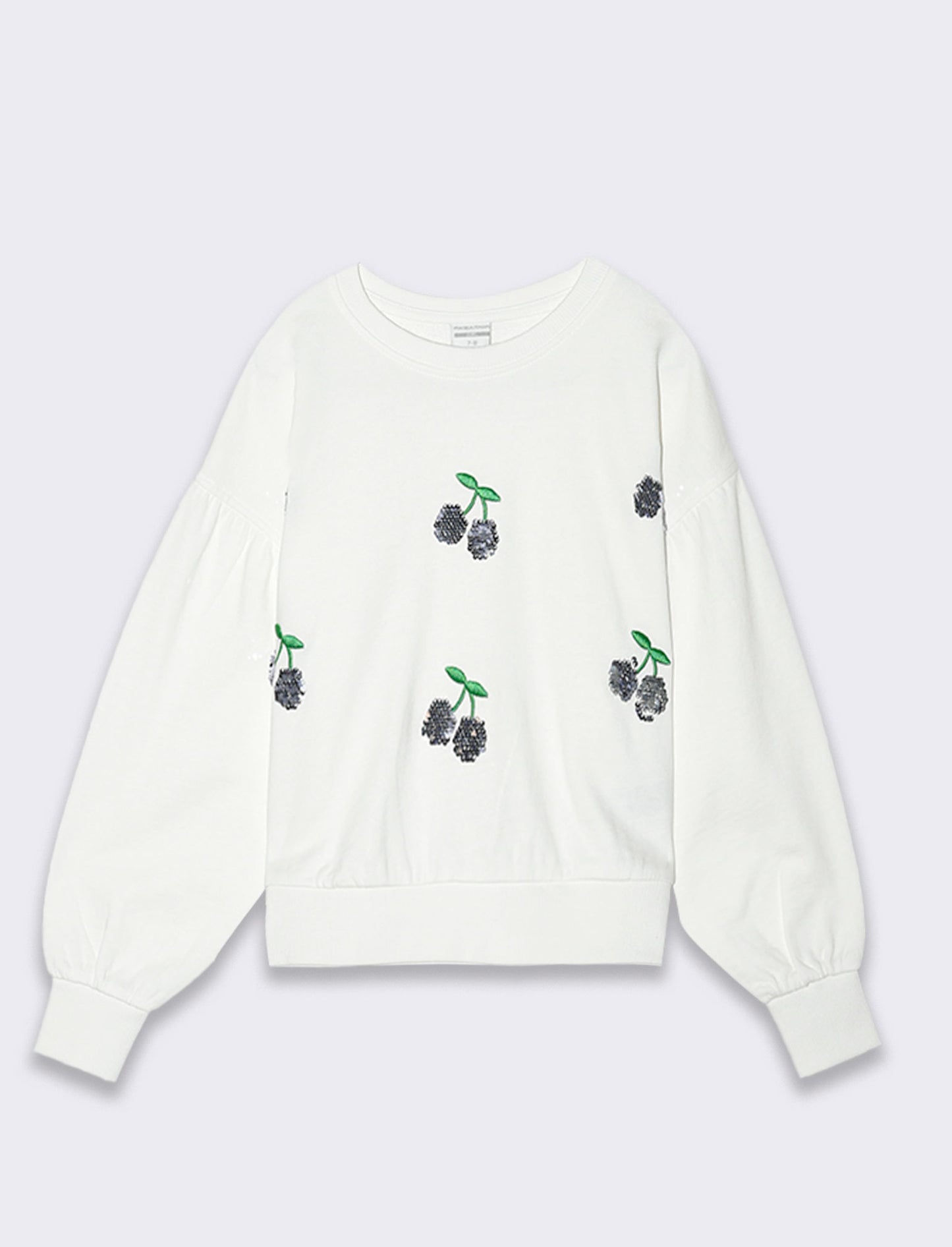 Felpa con ricamo e paillettes da bambina - Bianco latte