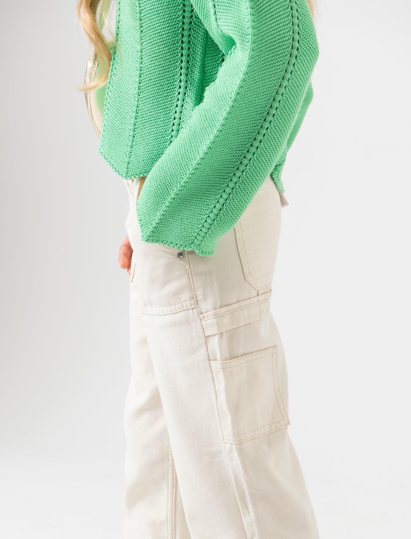 Pantalone in twill da bambina - Crema