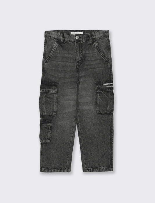 Cargo in denim da bambino - Nero