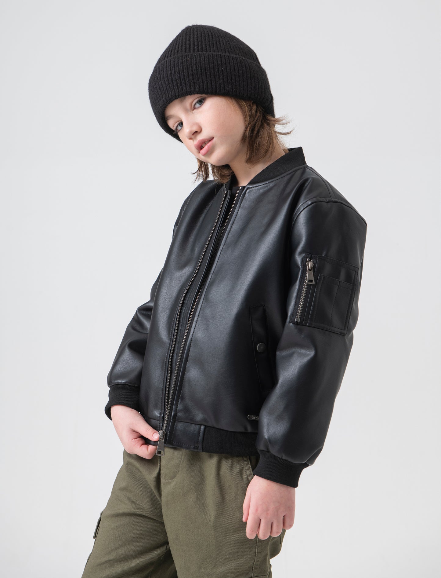 Bomber in finta pelle - Nero