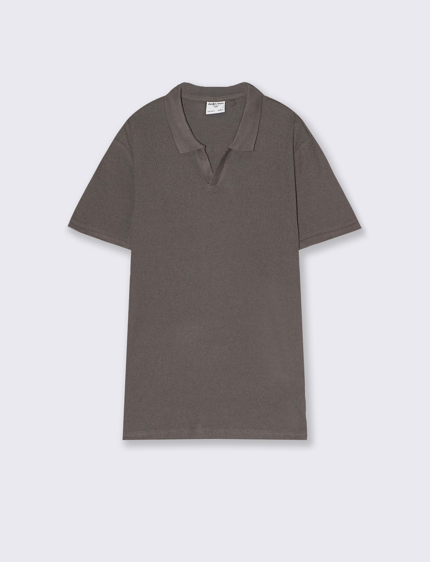 Polo con collo derby struttura jacquard da uomo - Grigio fango