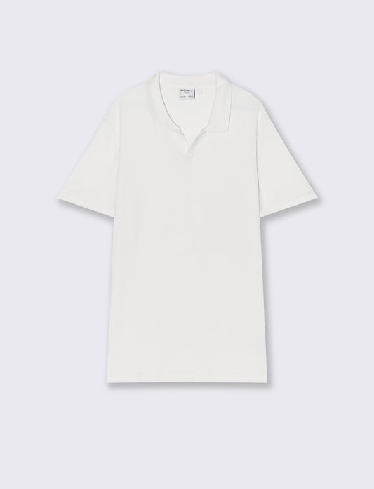 Man's derby jacquard structured polo shirt - White