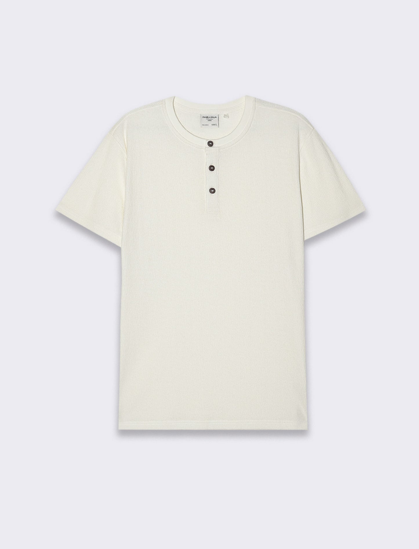 T-shirt serafino struttura jacquard da uomo - Bianco sporco