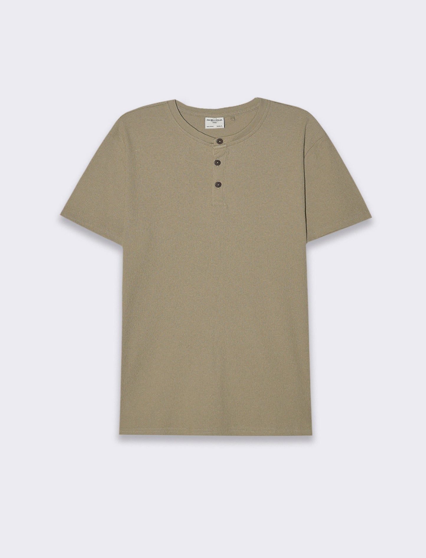 T-shirt serafino struttura jacquard da uomo - Verde salvia