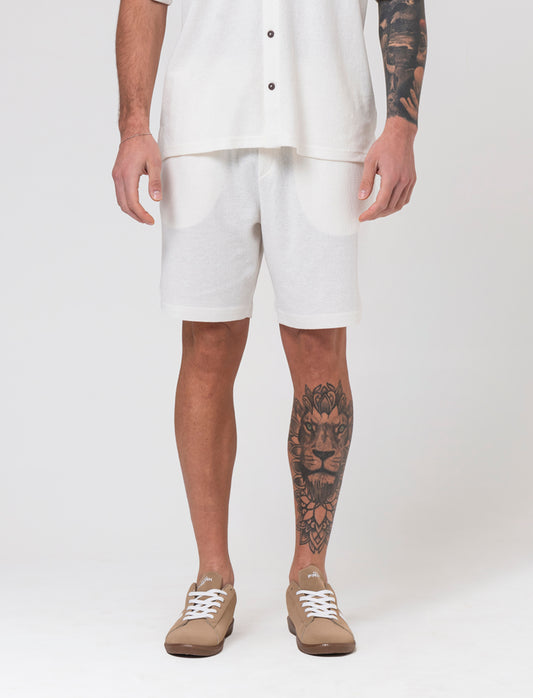 Man's jacquard structure jogger bermuda shorts - White