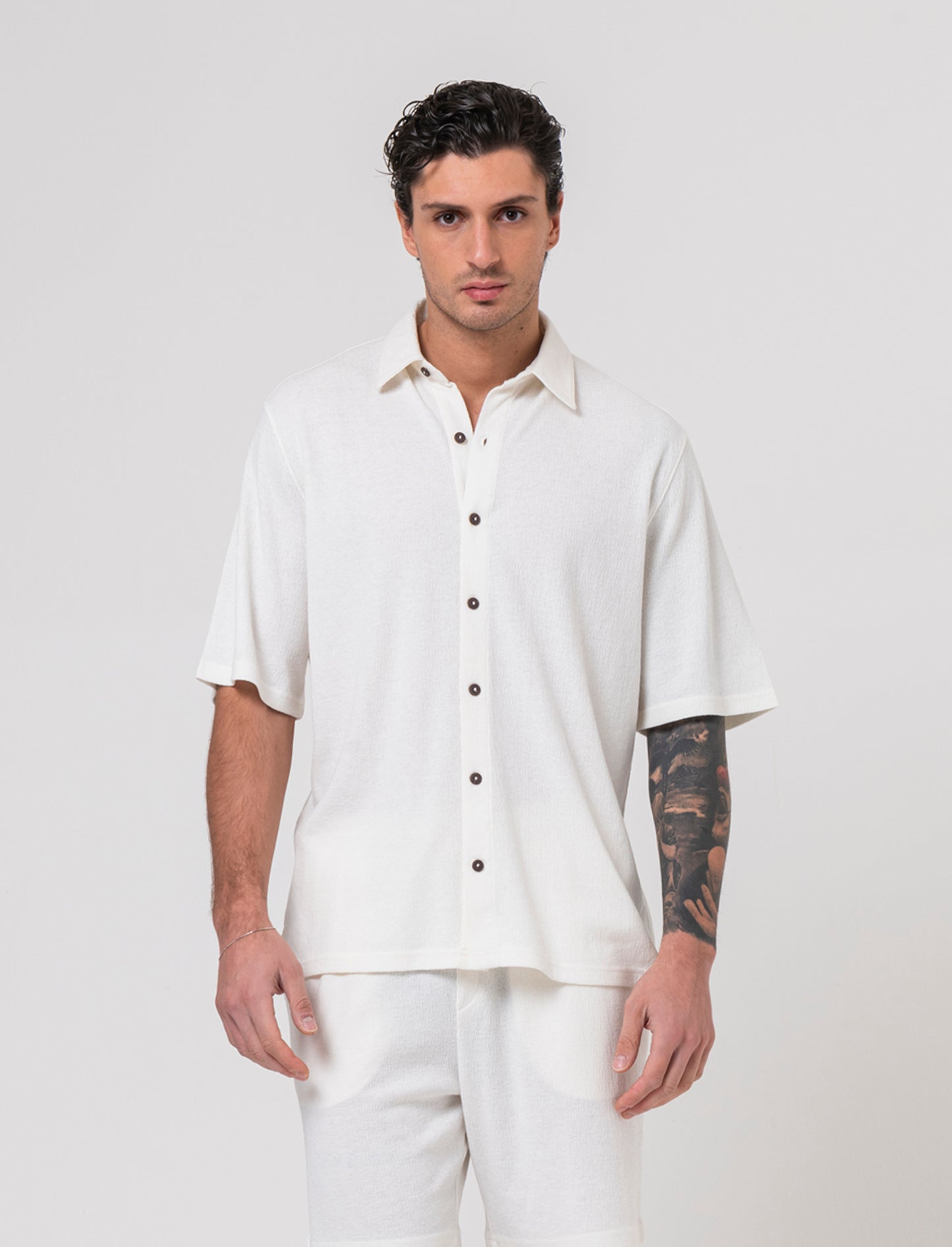 Camicia basic regular fit easy iron da uomo - Bianco sporco