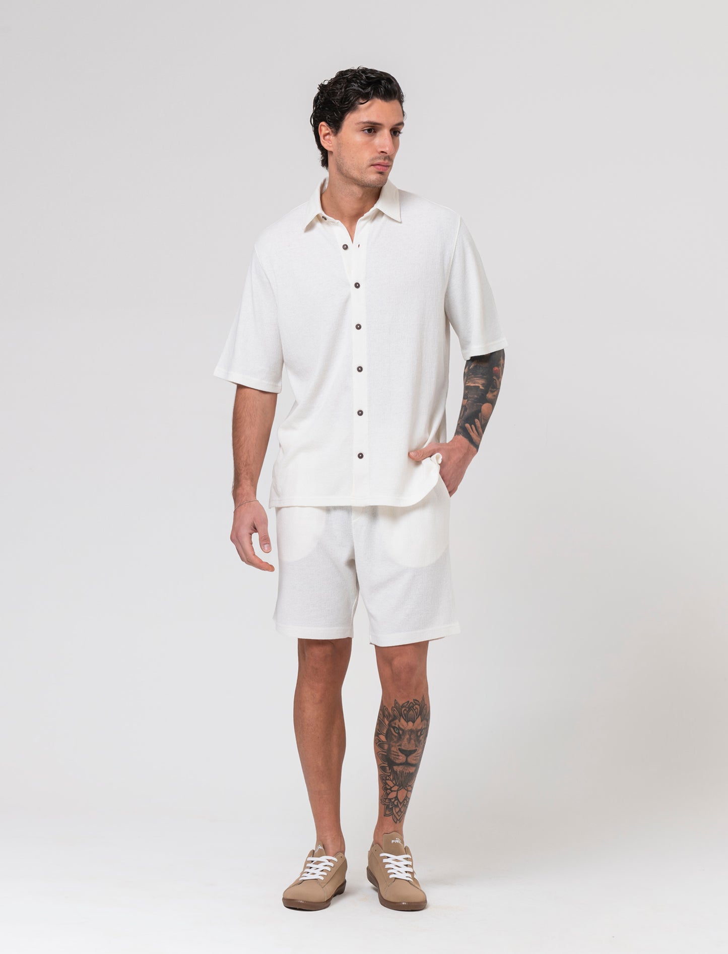 Camicia basic regular fit easy iron da uomo - Bianco sporco