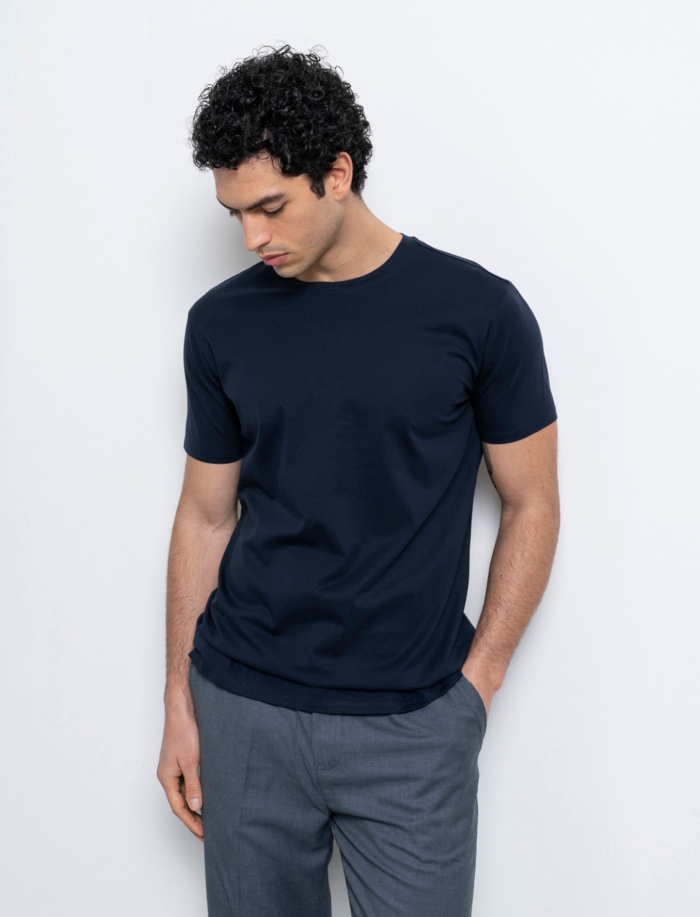 T-shirt in cotone premium mercerizzato da uomo - Nero