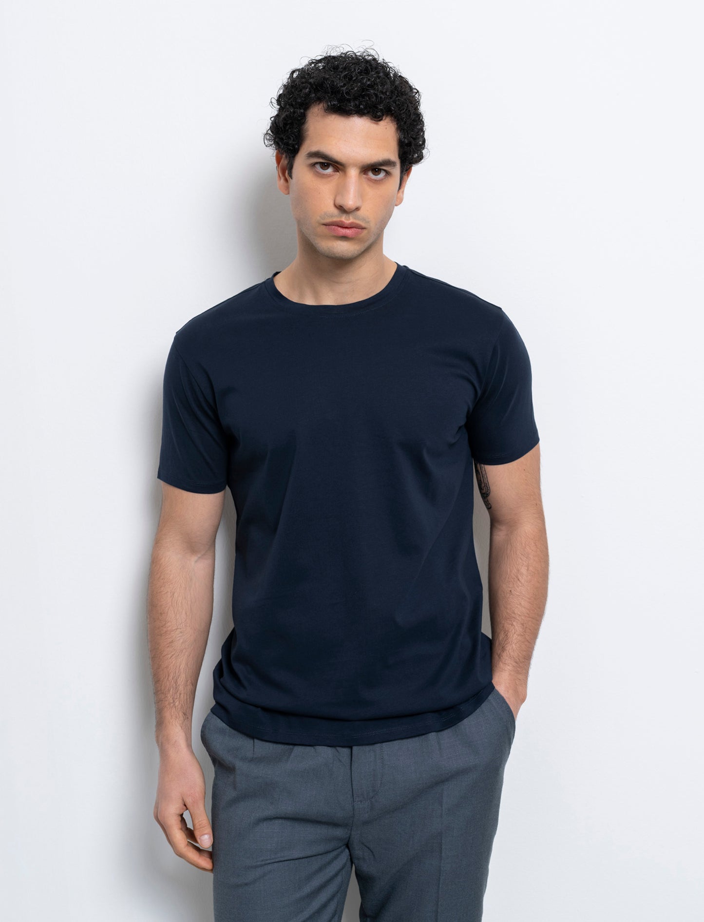 T-shirt in cotone premium mercerizzato da uomo - Nero