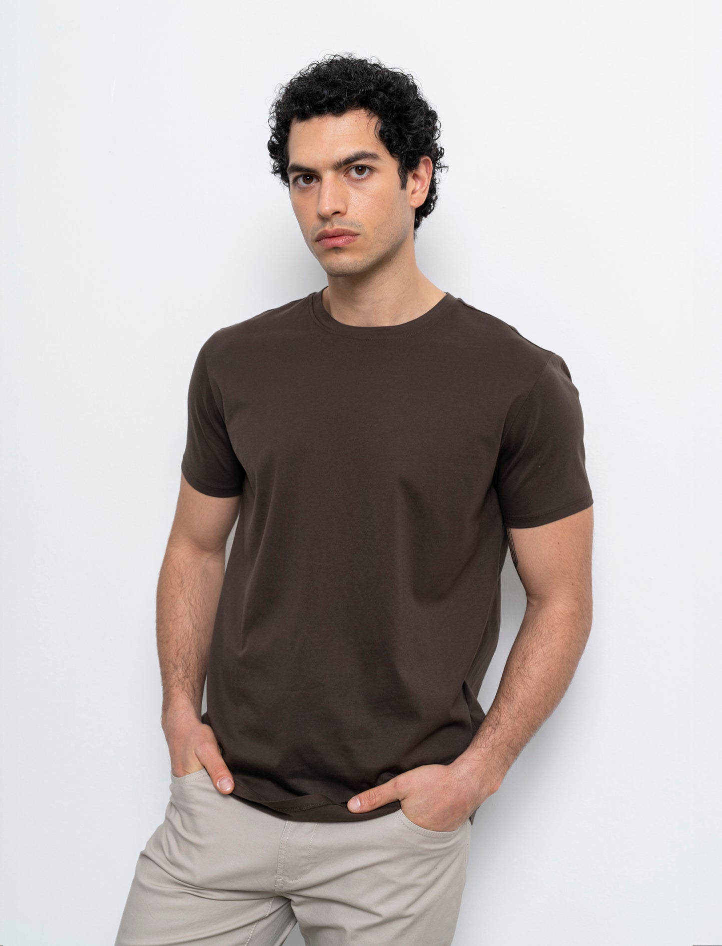 T-shirt in cotone premium mercerizzato da uomo - Moro