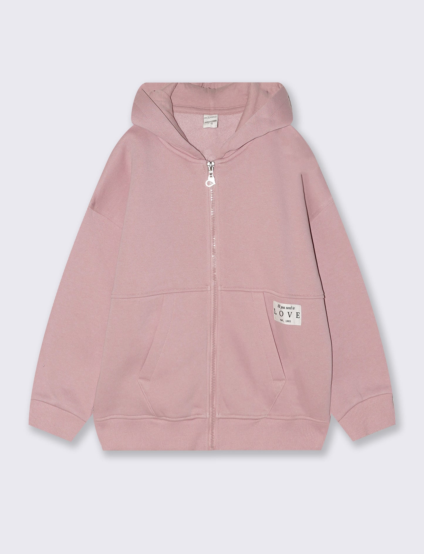 Felpa aperta avanti con zip. - Rosa polvere