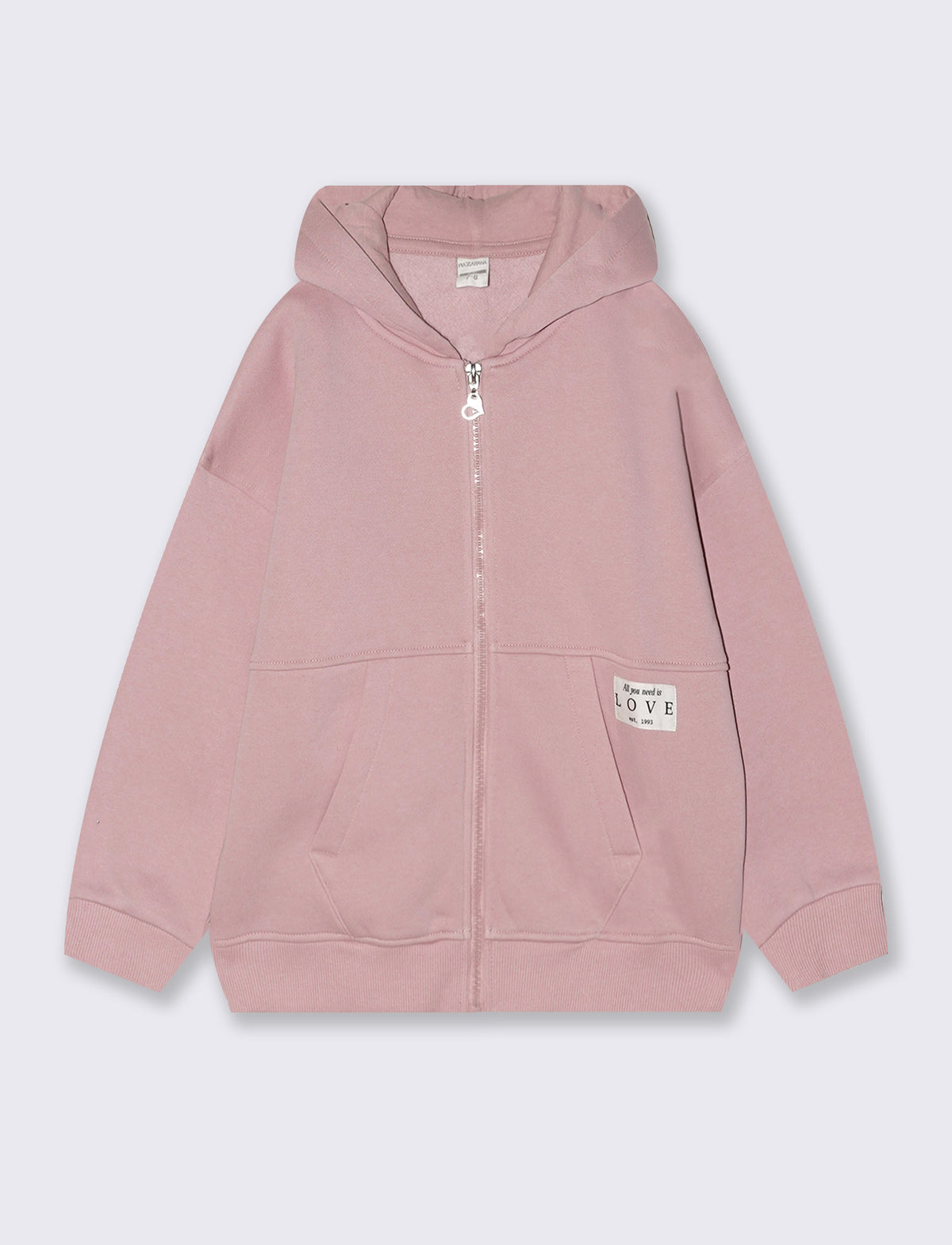 Hooded sweatshirt with front zip - Pink