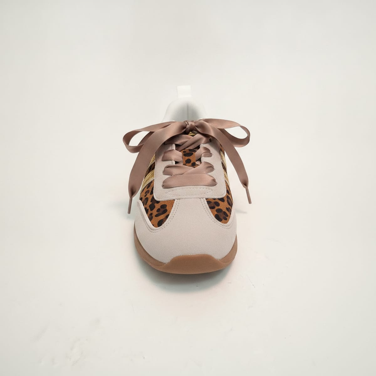Beige and gold leopard print microfiber sneakers - Animalier