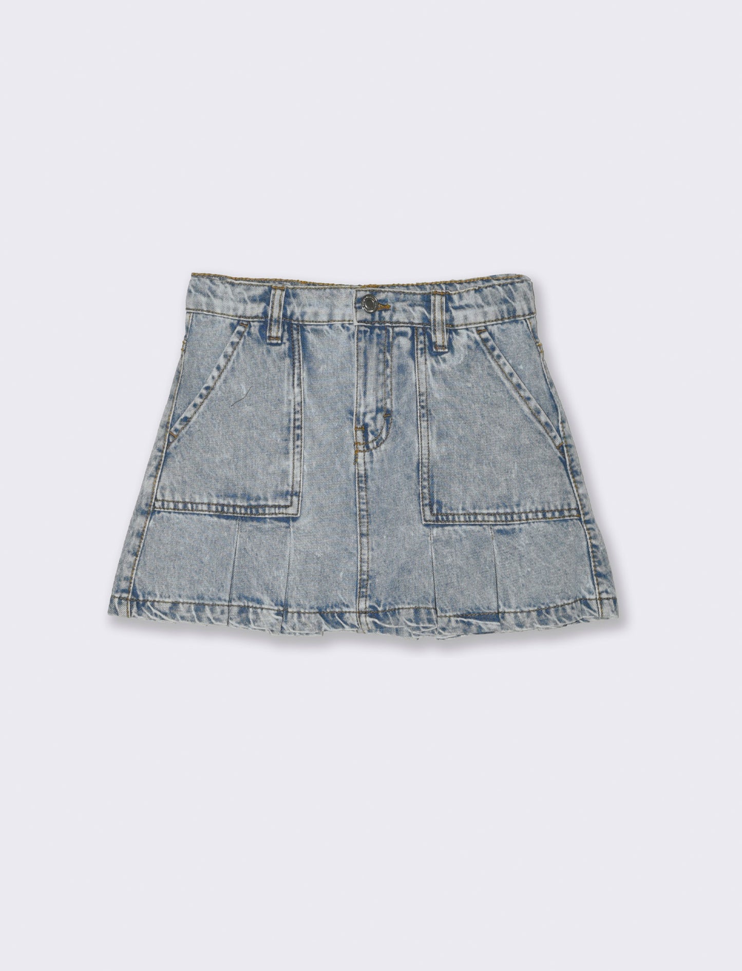 Gonna in denim con tasconi da bambina - Denim