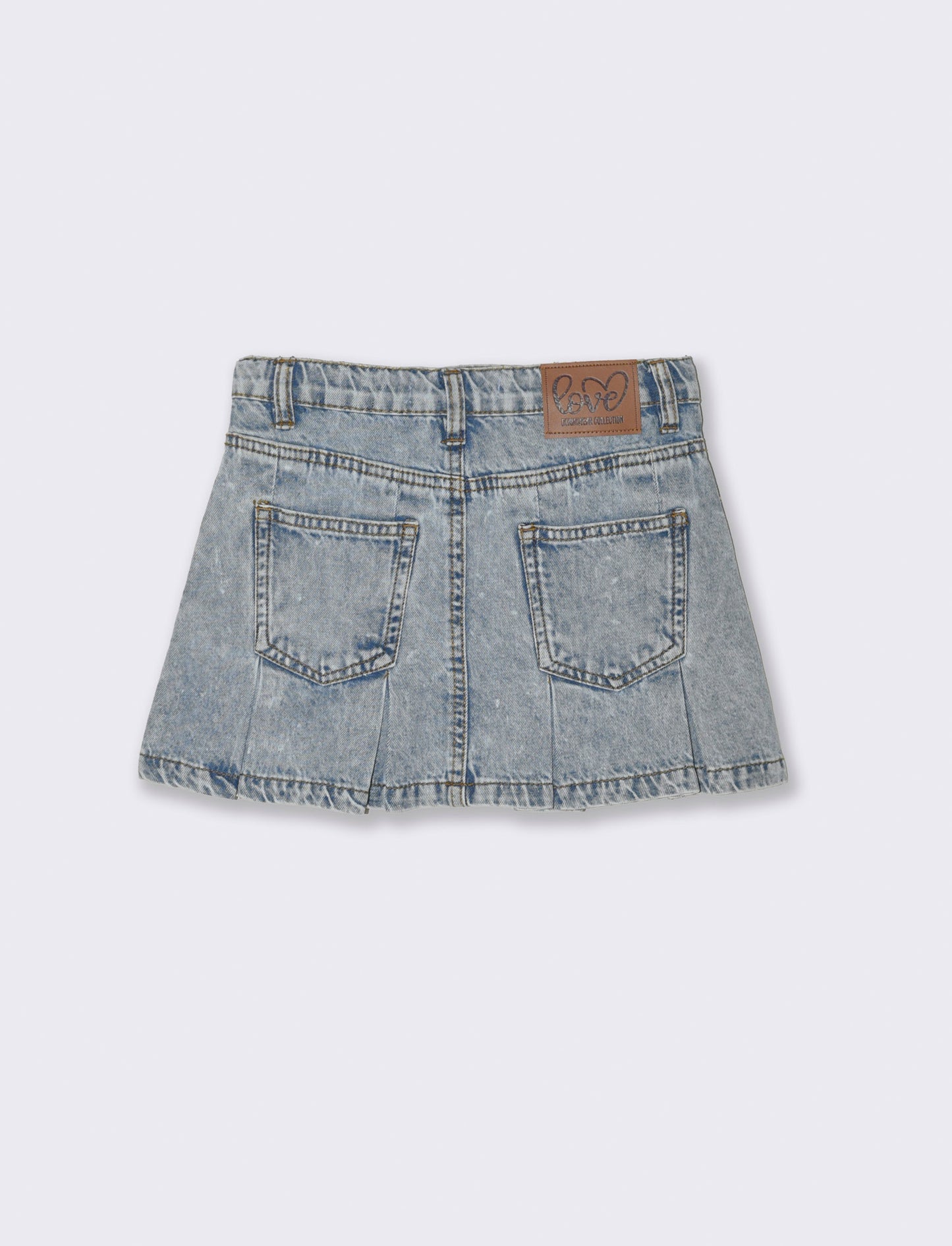Gonna in denim con tasconi da bambina - Denim