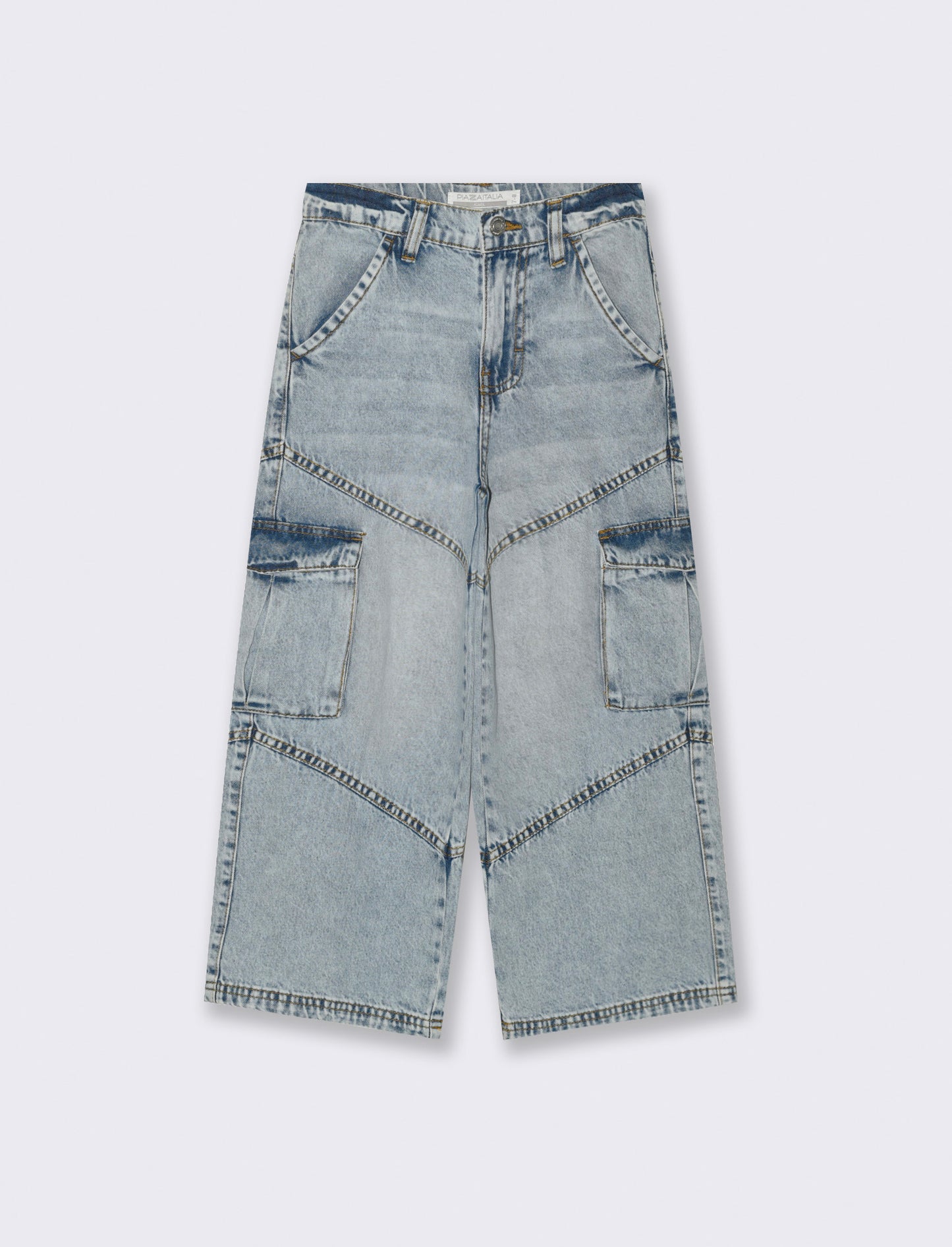 Jeans cargo a gamba larga da bambina - Denim