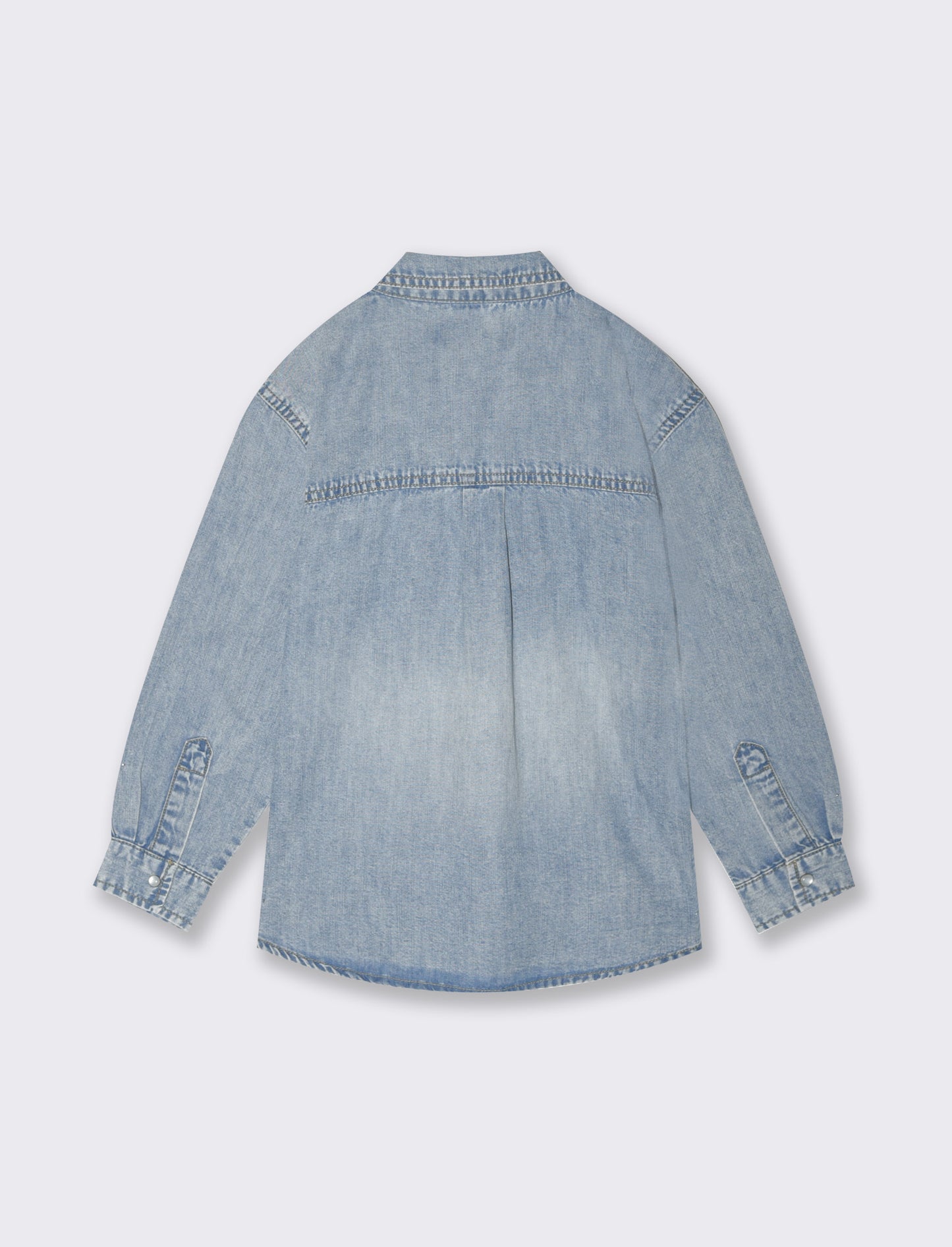 Camicia in denim con ricamo da bambina - Denim