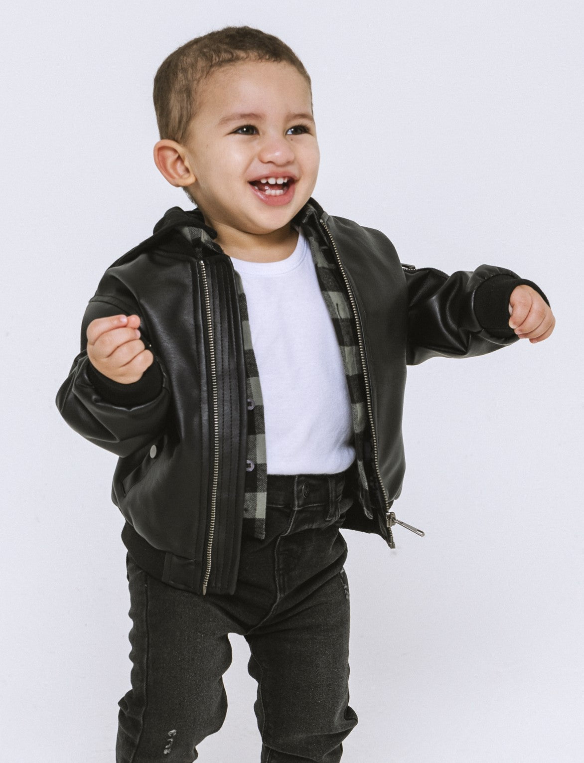 Giubbotto biker in similpelle da neonato - Nero