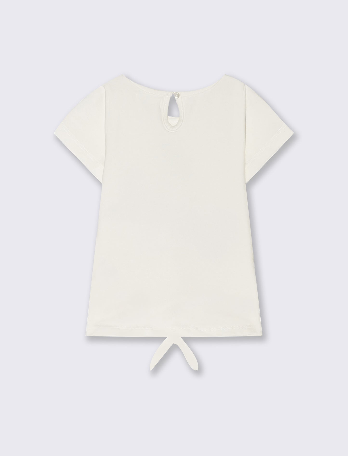 T-shirt con nodo e paillettes da neonata - Bianco latte