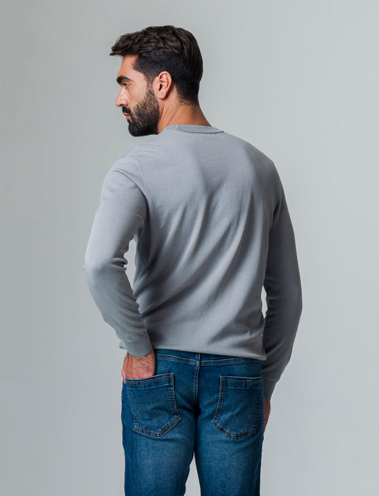 Maglia basic in filato premium da uomo - Grigio