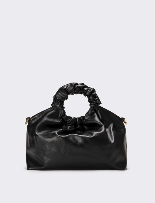 Borsa donna con manico arricciato - Nero