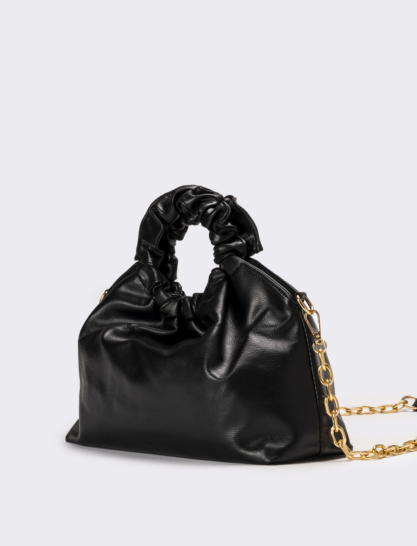 Borsa donna con manico arricciato - Nero