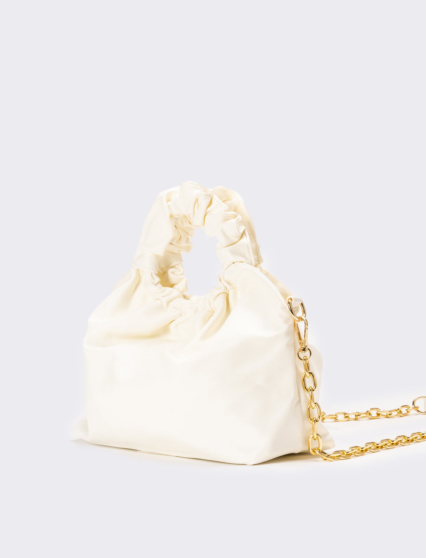 Borsa donna con manico arricciato - Bianco