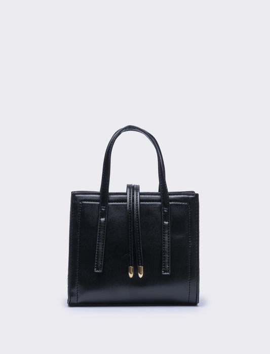 Borsa semirigida a mano con laccetti - Nero