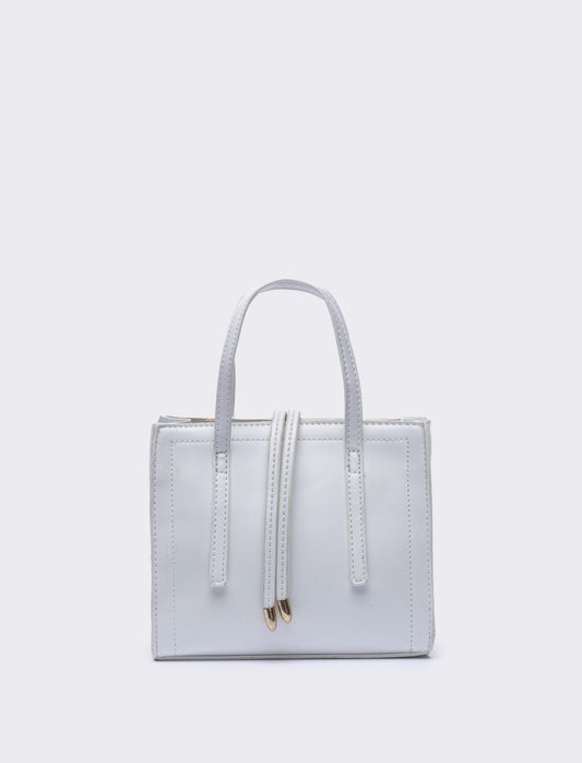 Borsa semirigida a mano con laccetti - Bianco