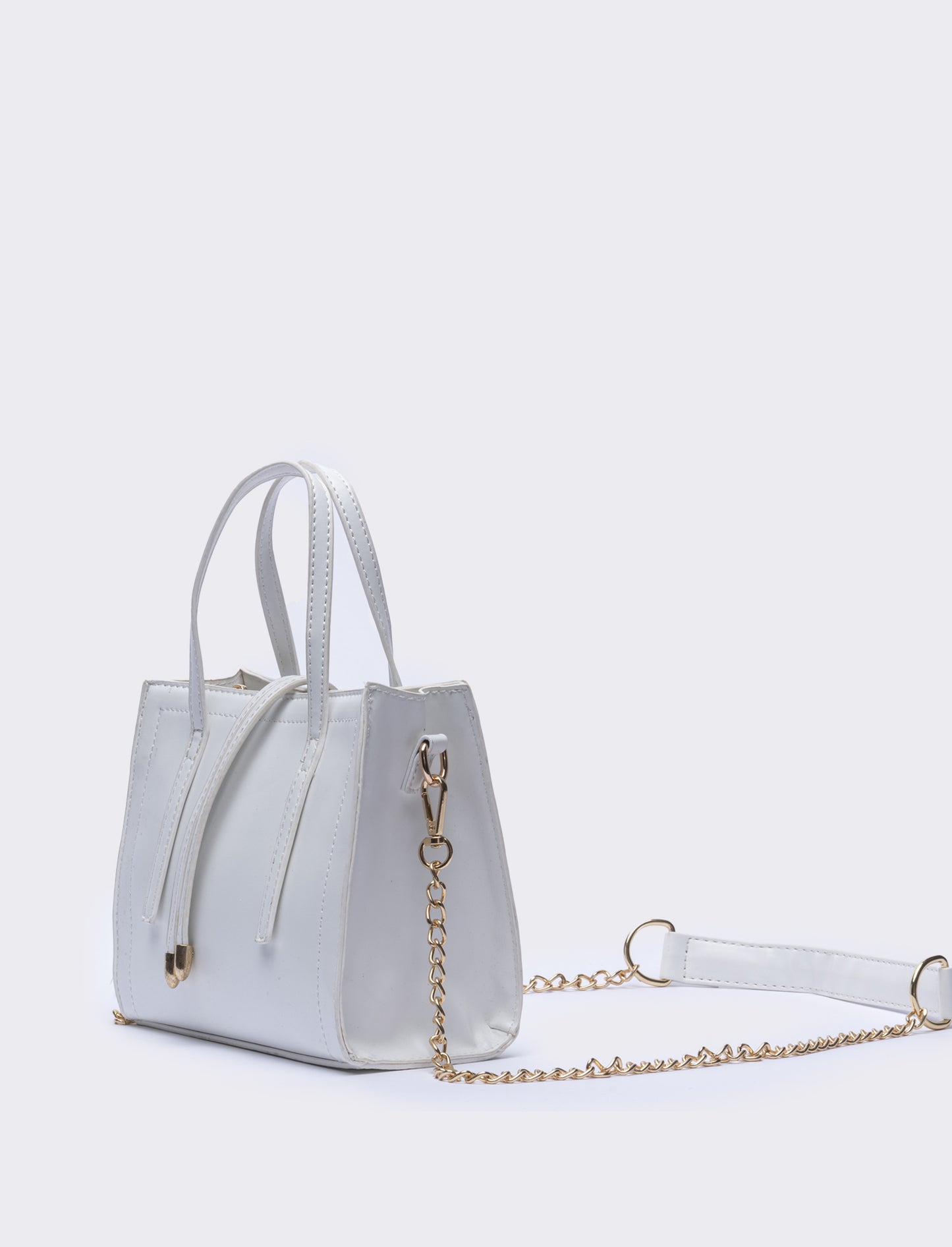 Borsa semirigida a mano con laccetti - Bianco