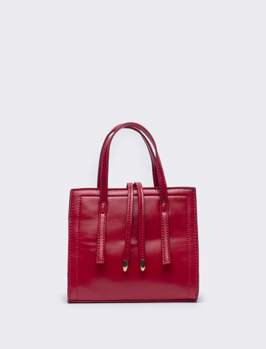 Borsa semirigida a mano con laccetti - Rosso