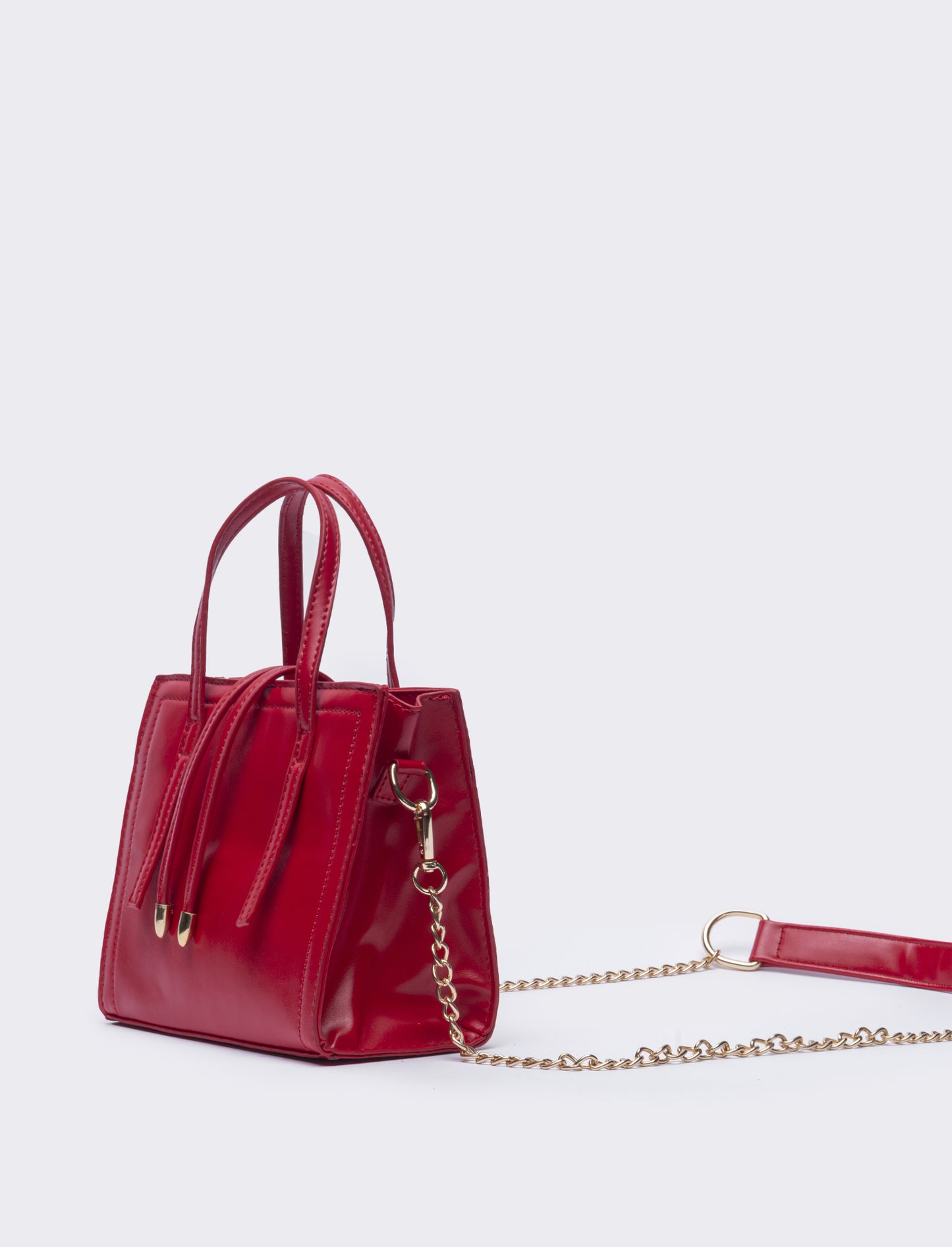 Borsa semirigida a mano con laccetti - Rosso