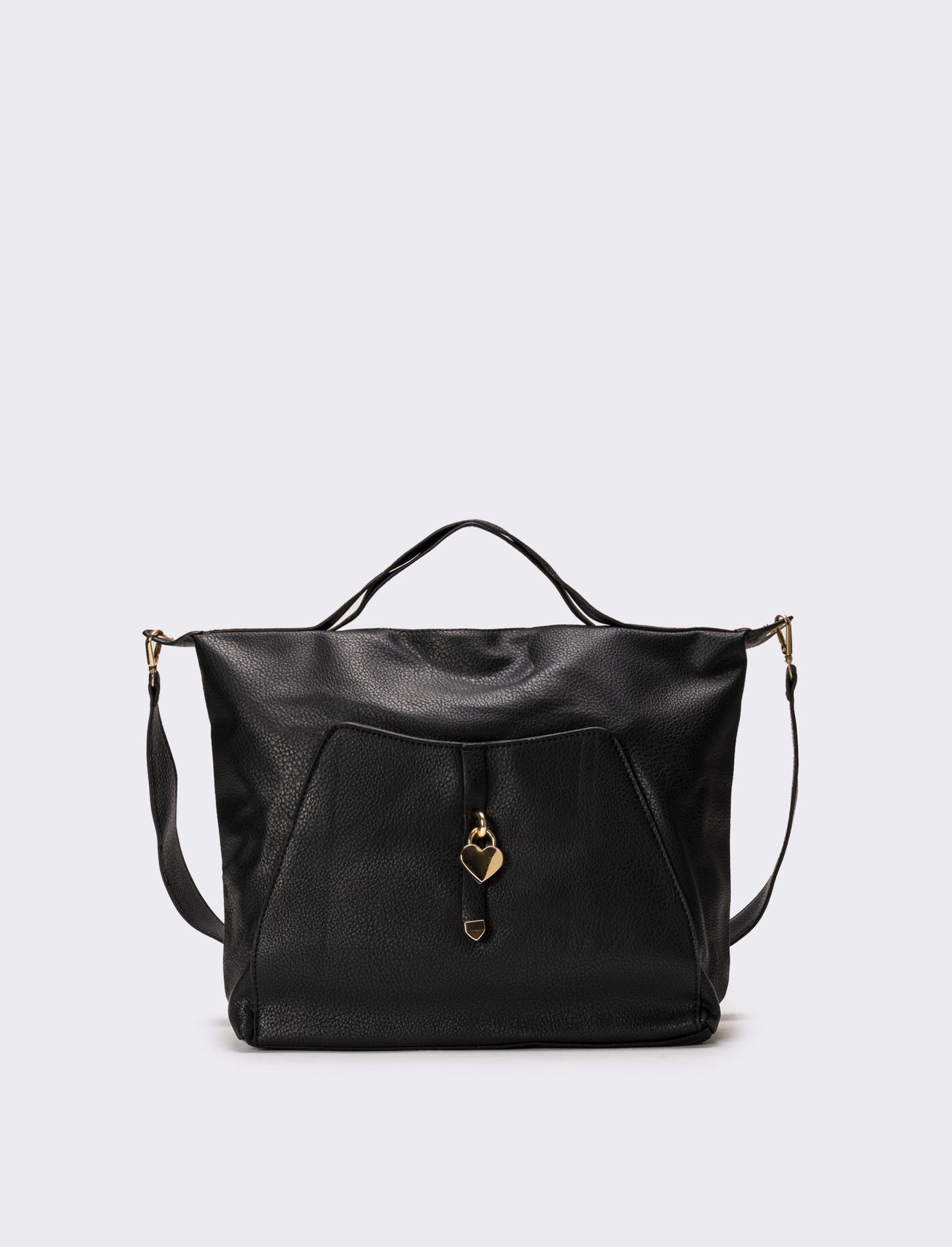 Shopper donna con catenaccio a cuore - Nero