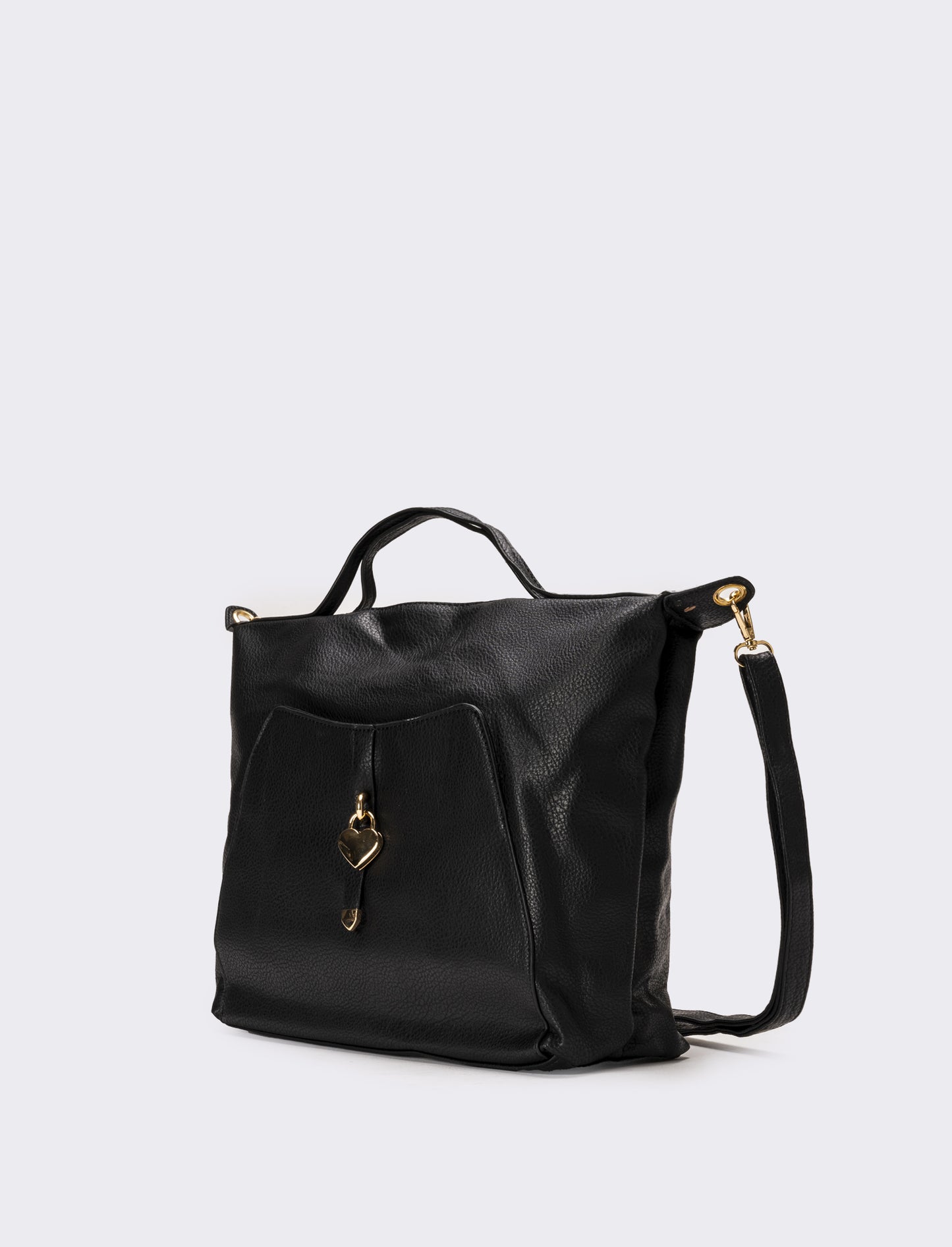 Shopper donna con catenaccio a cuore - Nero