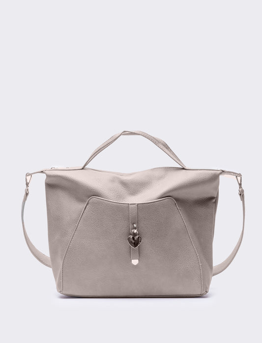 Shopper donna con catenaccio a cuore - Beige