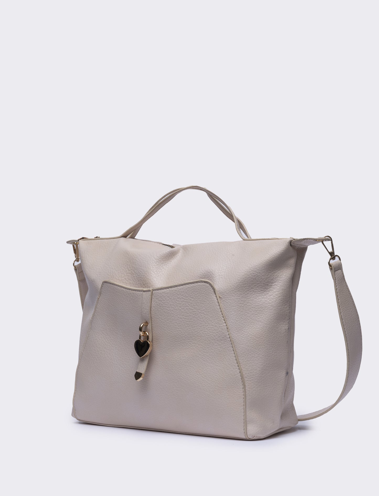 Shopper donna con catenaccio a cuore - Beige