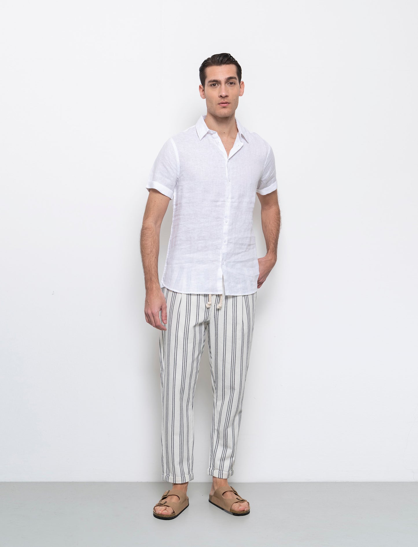 Camicia manica corta 100% lino da uomo - Bianco