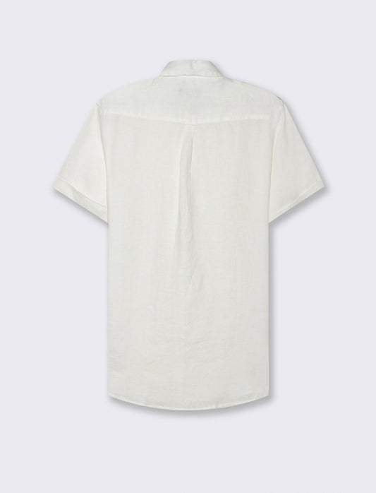 Camicia manica corta 100% lino da uomo - Bianco