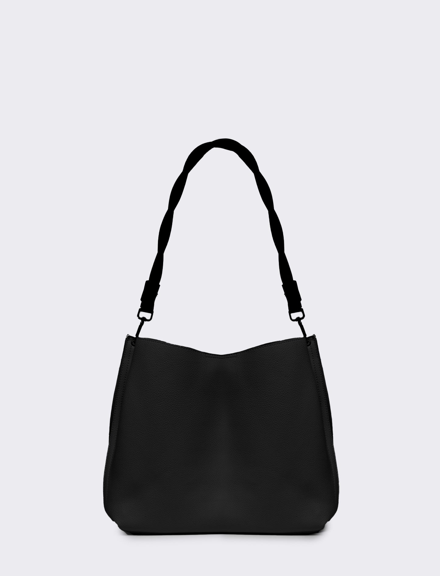 Borsa sacca con manico intrecciato - Nero