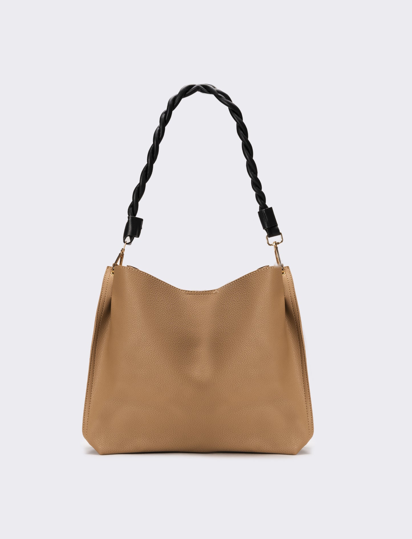 Borsa sacca con manico intrecciato - Marrone