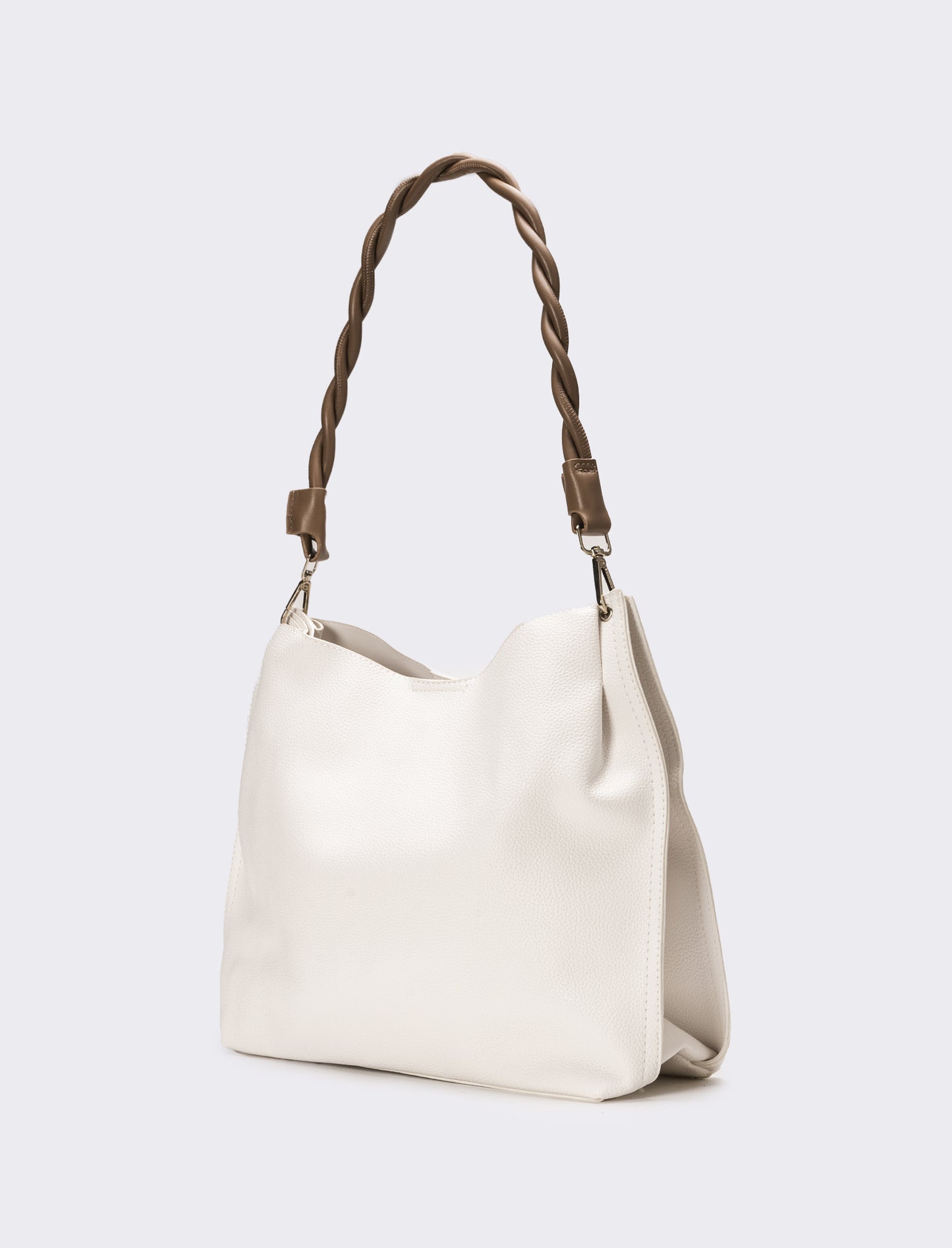 Borsa sacca con manico intrecciato - Bianco