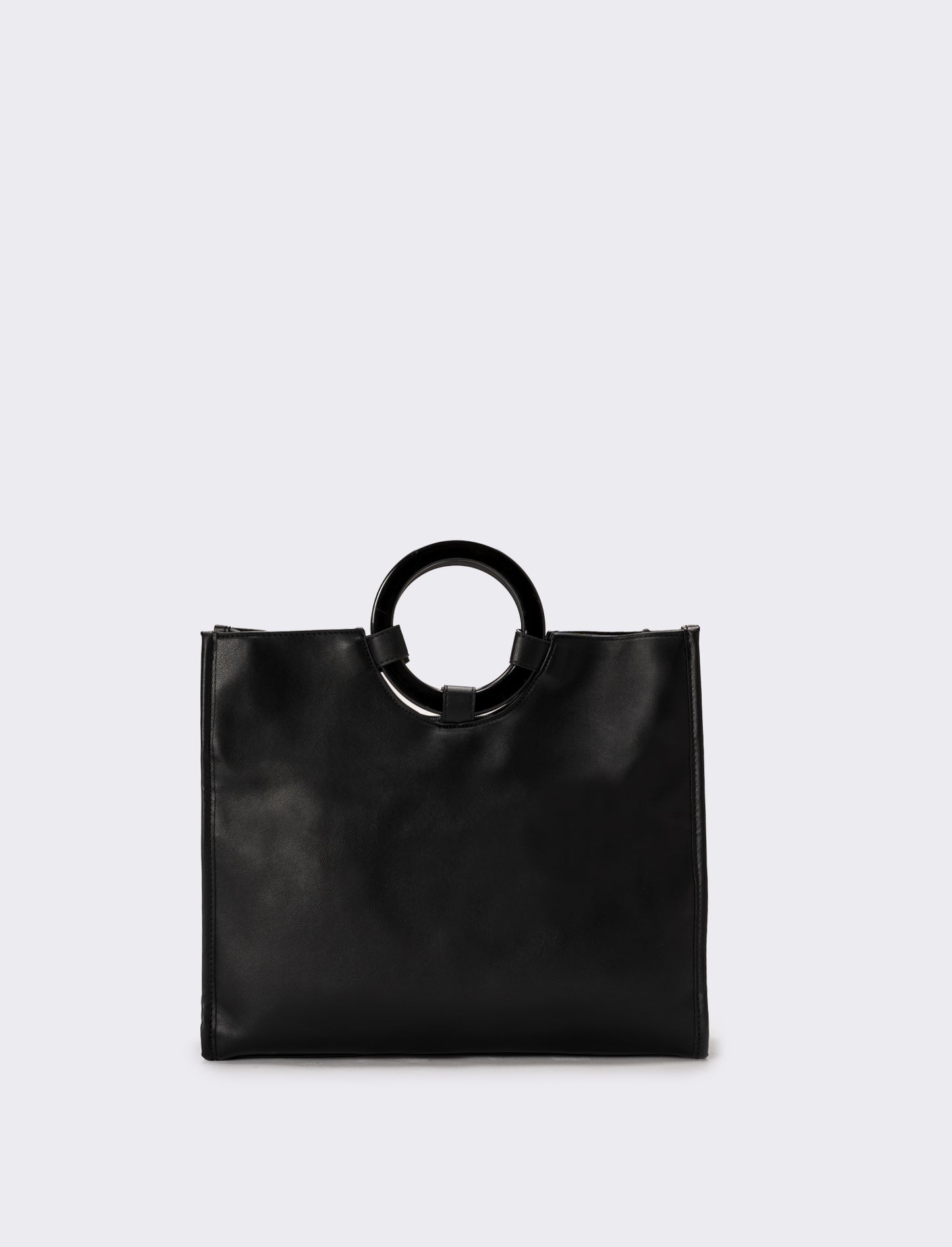 Borsa con manico tondo e tracolla - Nero