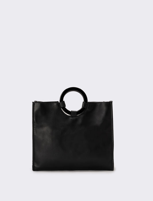 Borsa con manico tondo e tracolla - Nero