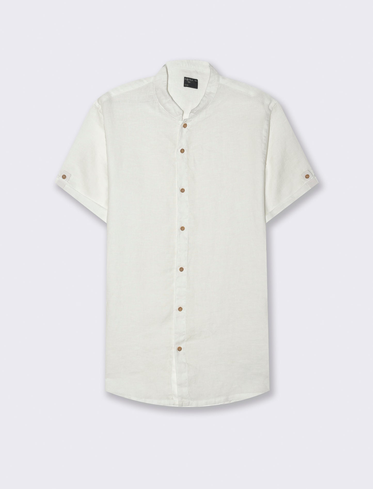 Camicia coreana manica corta 100% lino da uomo - Bianco