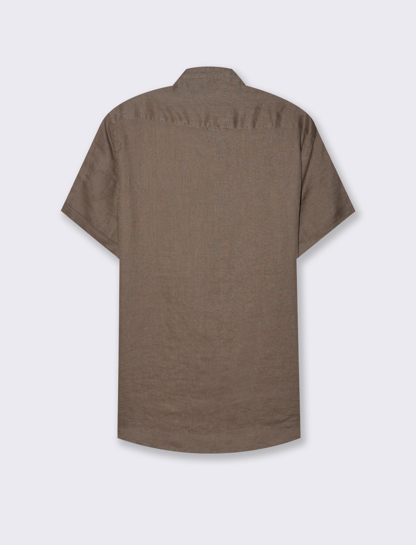 Camicia coreana manica corta 100% lino da uomo - Grigio fango